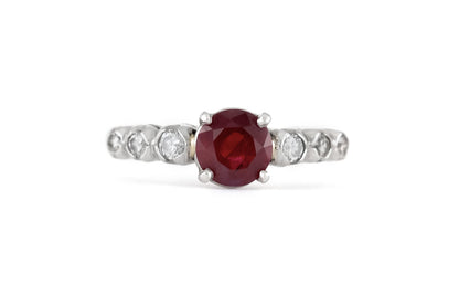 Vintage 1950s 0.70 Carat Ruby Ring with Diamonds