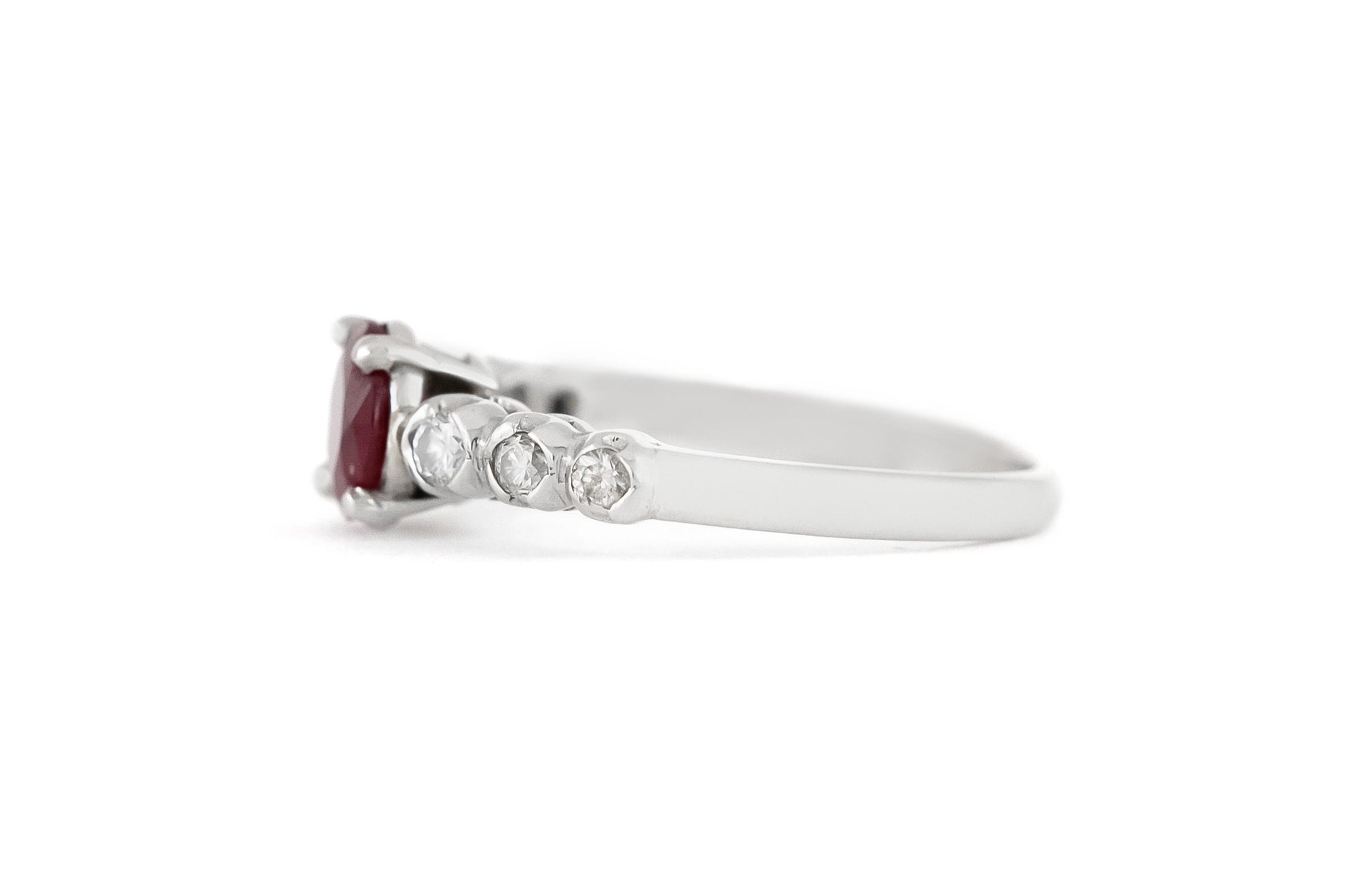 Vintage 1950s 0.70 Carat Ruby Ring with Diamonds
