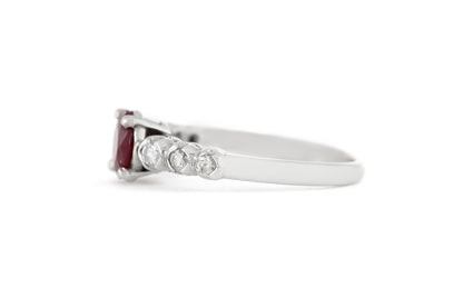 Vintage 1950s 0.70 Carat Ruby Ring with Diamonds