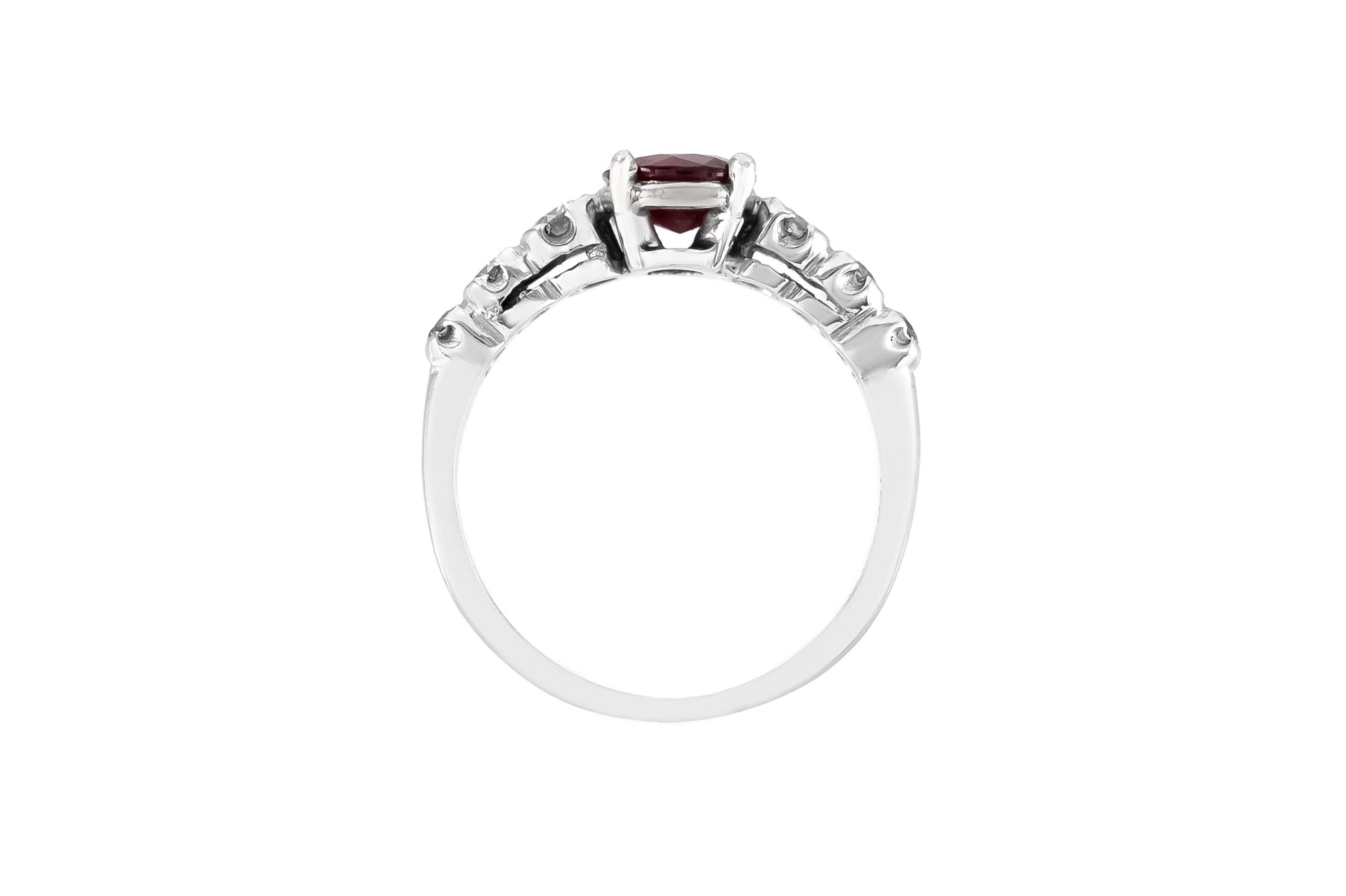 Vintage 1950s 0.70 Carat Ruby Ring with Diamonds