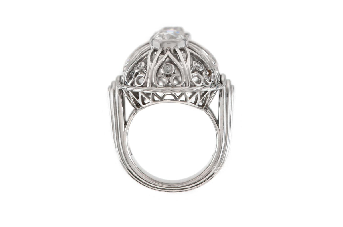 Antique Edwardian 1910s 2.00 Carat Diamond Openwork Domed Dinner Ring