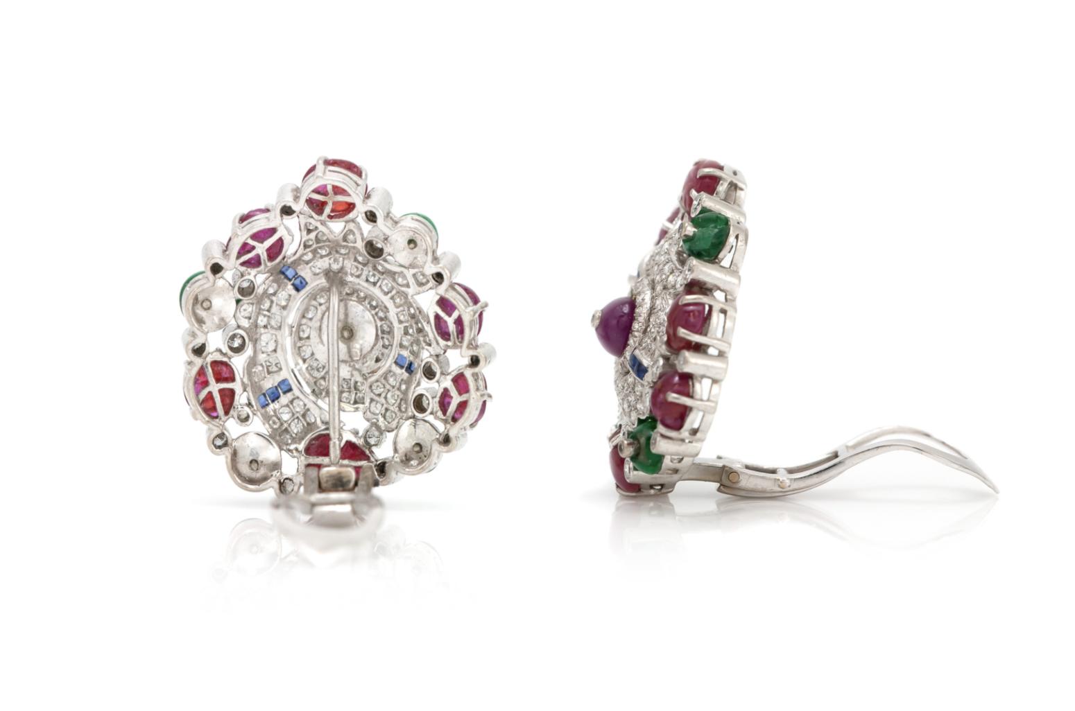 Tutti Frutti Cabochon Multi-Gem Earrings