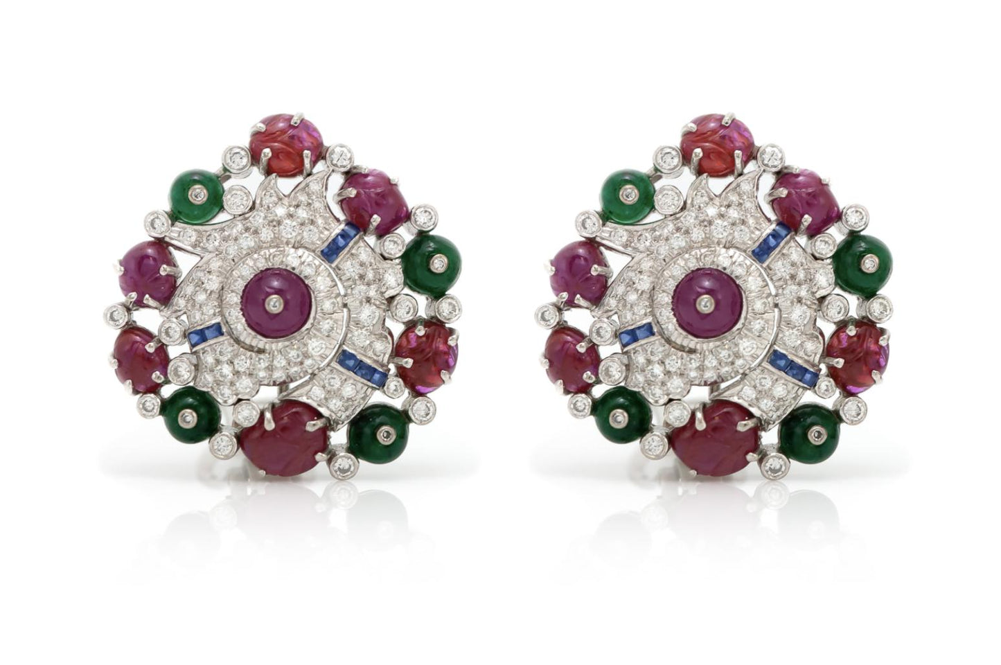 Tutti Frutti Cabochon Multi-Gem Earrings
