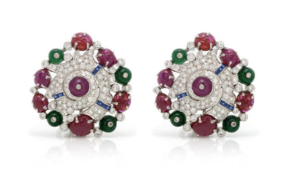 Tutti Frutti Cabochon Multi-Gem Earrings
