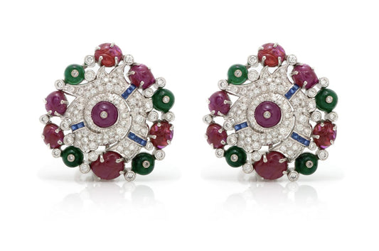 Tutti Frutti Cabochon Multi-Gem Earrings