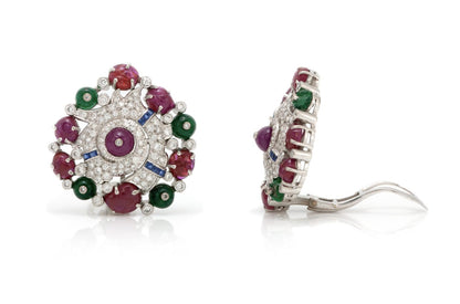 Tutti Frutti Cabochon Multi-Gem Earrings