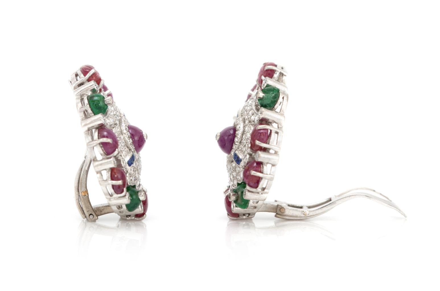 Tutti Frutti Cabochon Multi-Gem Earrings