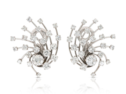 Vintage 1950s 6.00 Carat Diamond Burst Earrings - front image view 1