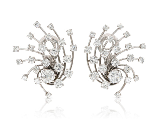 Vintage 1950s 6.00 Carat Diamond Burst Earrings - front image view 1