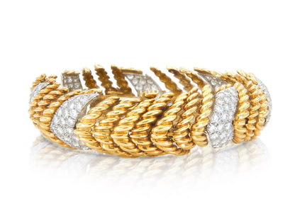 Vintage 1960s David Webb 13.00 Carat Diamond and Gold Bracelet