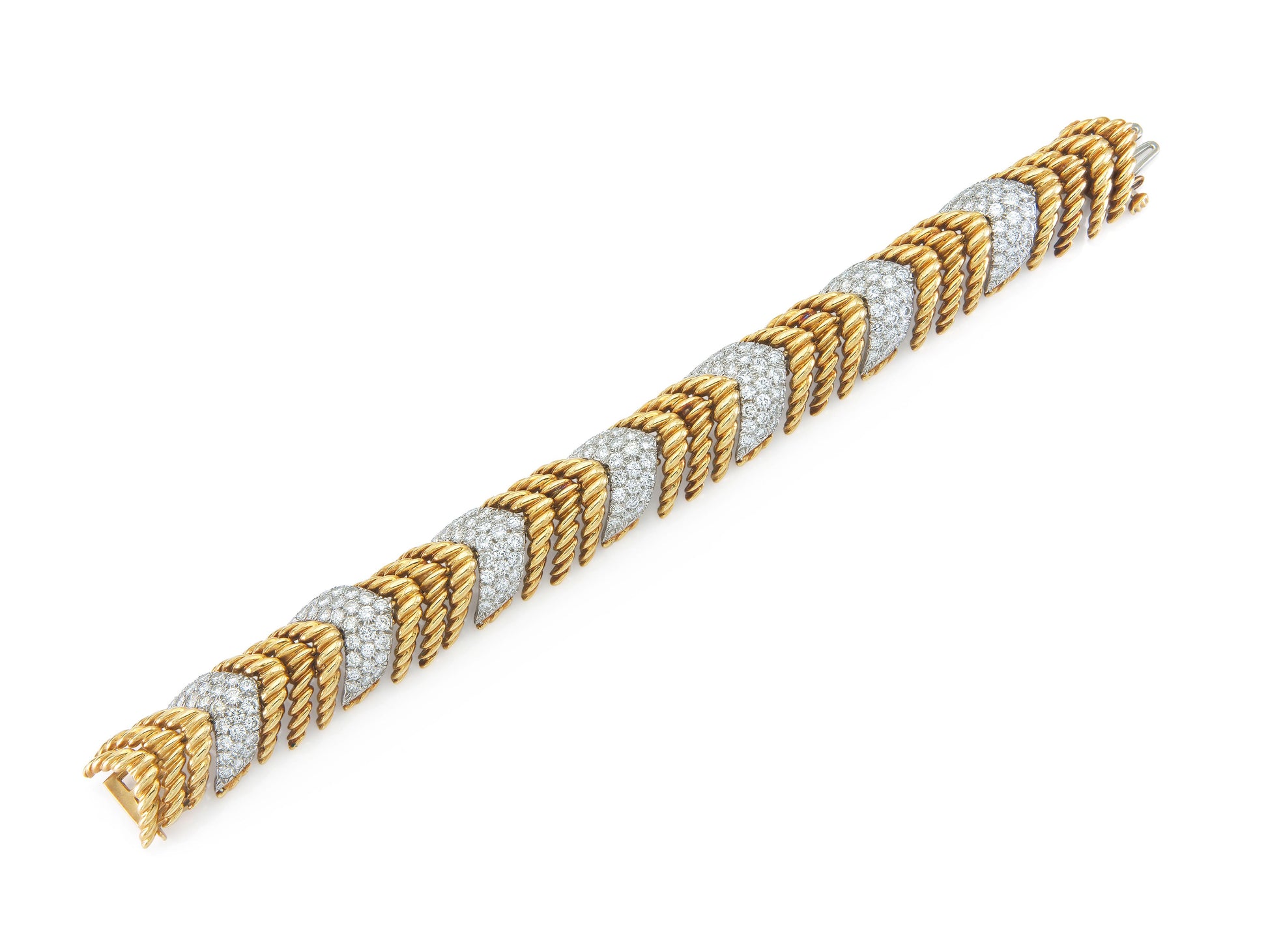 Vintage 1960s David Webb 13.00 Carat Diamond and Gold Bracelet