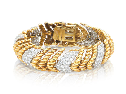 Vintage 1960s David Webb 13.00 Carat Diamond and Gold Bracelet