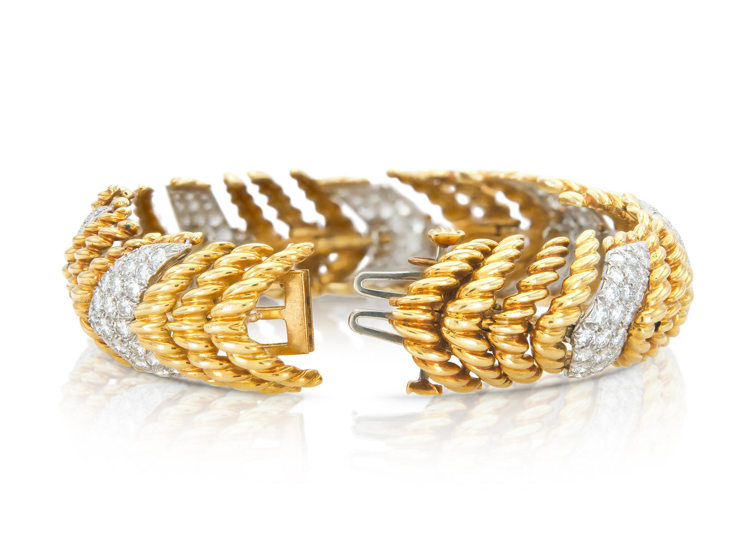 Vintage 1960s David Webb 13.00 Carat Diamond and Gold Bracelet