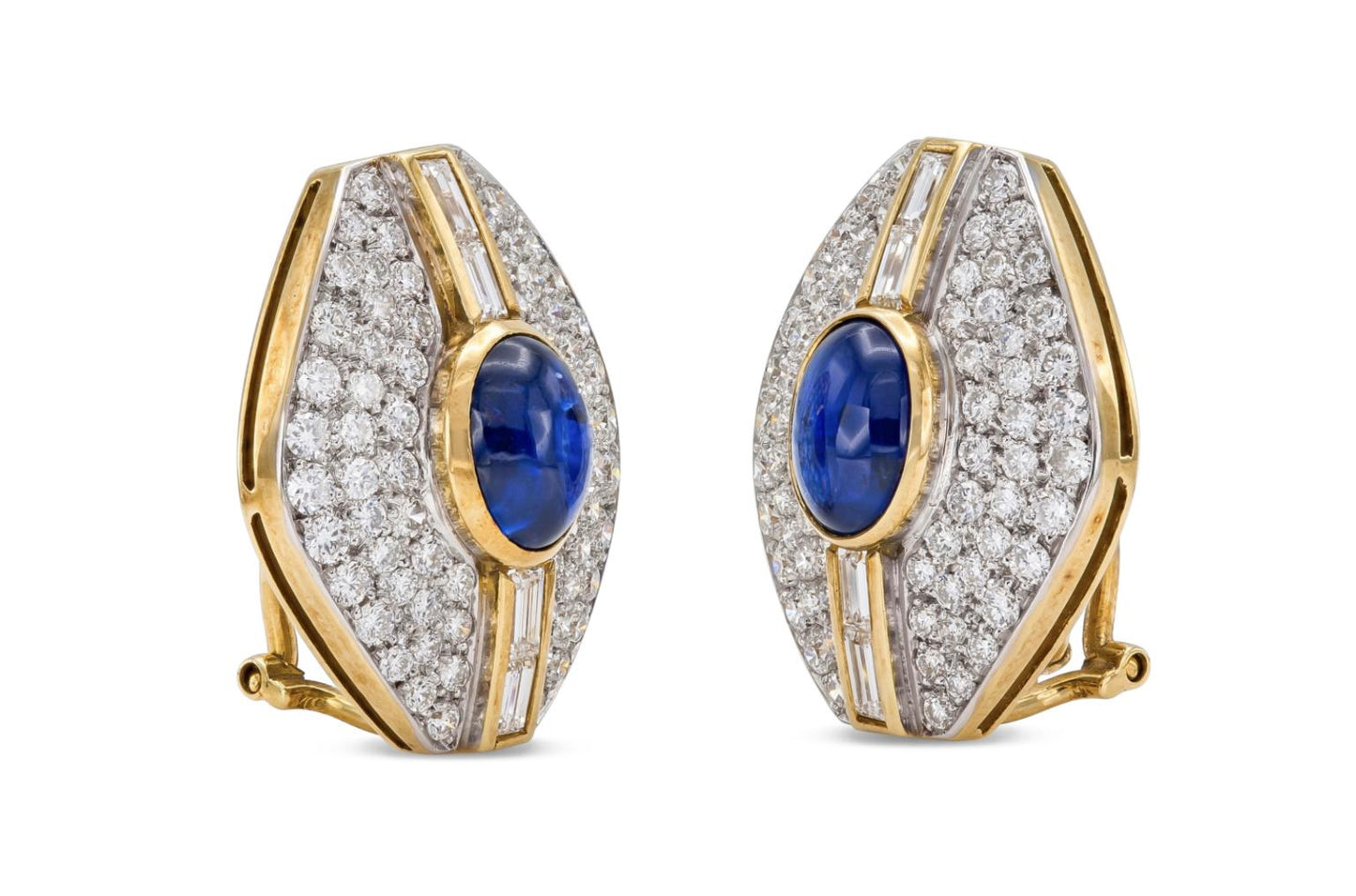Vintage 1970s 5.00 Carat Sapphire and 5.00 Carat Diamond Earrings