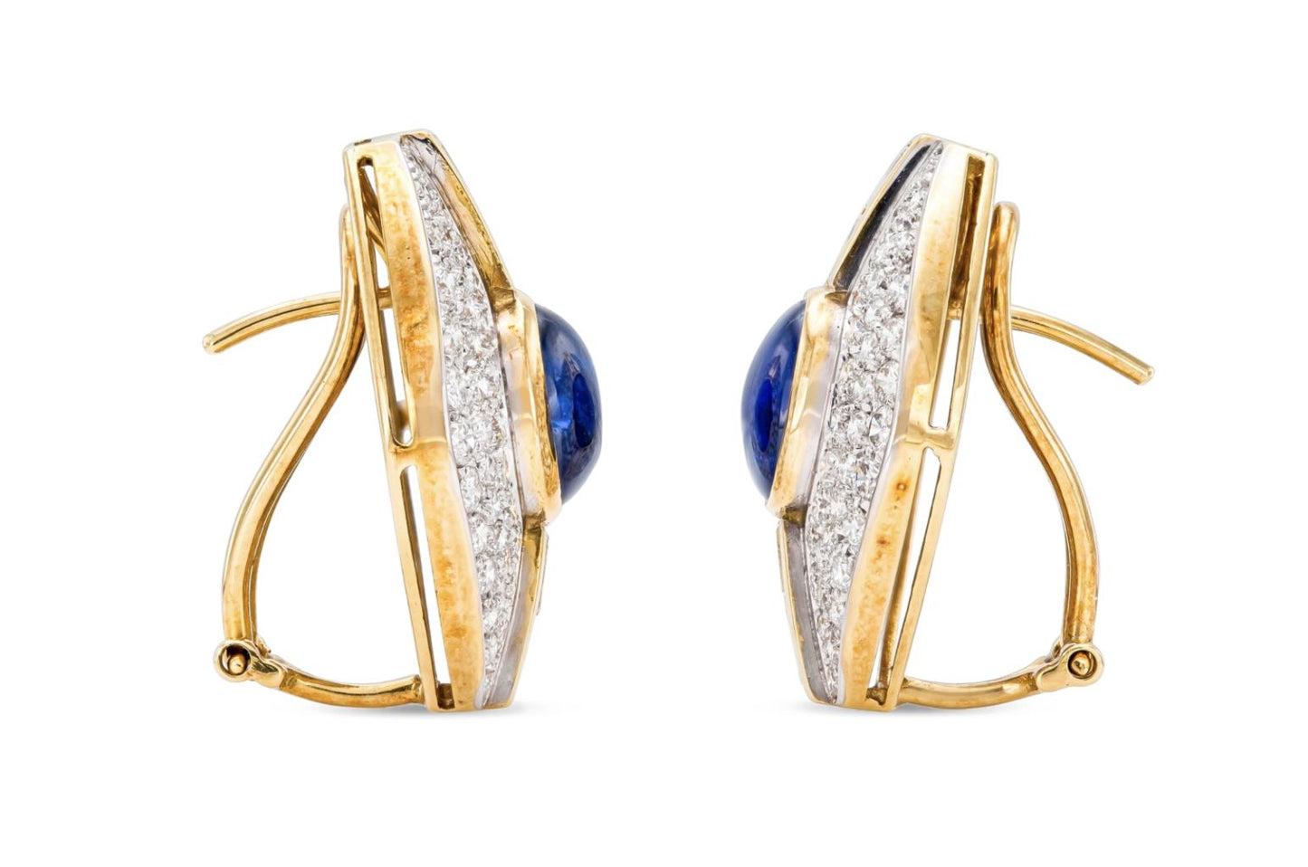 Vintage 1970s 5.00 Carat Sapphire and 5.00 Carat Diamond Earrings