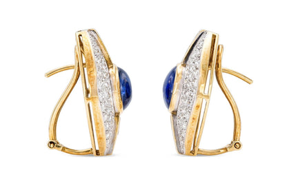 Vintage 1970s 5.00 Carat Sapphire and 5.00 Carat Diamond Earrings