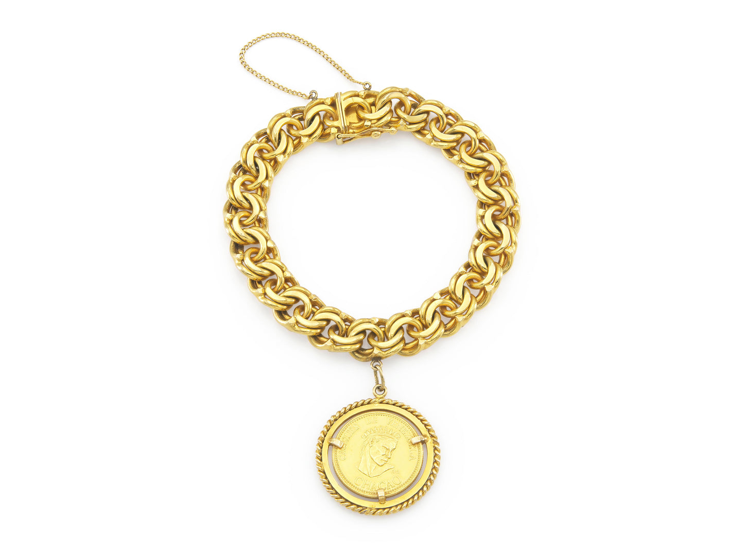 18k gold Venezuelan coin charm bracelet