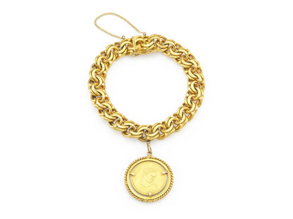18k gold Venezuelan coin charm bracelet