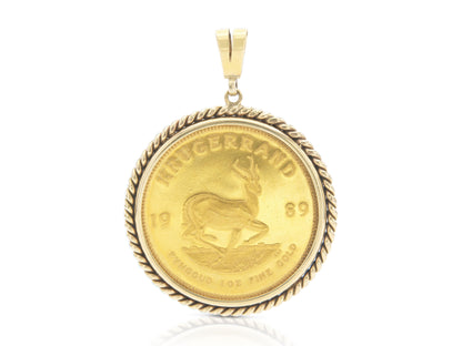 Vintage 1989 South African Krugerrand Gold Coin Pendant