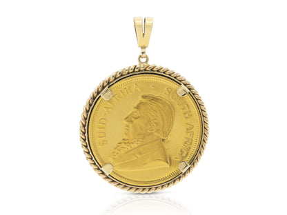 Vintage 1989 South African Krugerrand Gold Coin Pendant