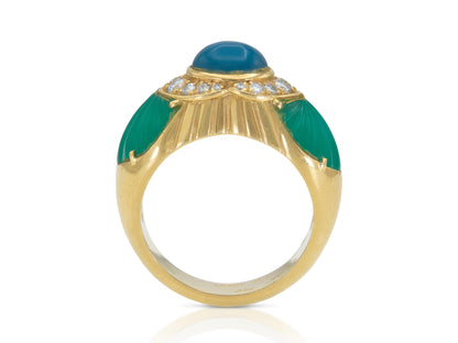 Vintage 1990s Cartier Chalcedony & Chrysoprase Ring