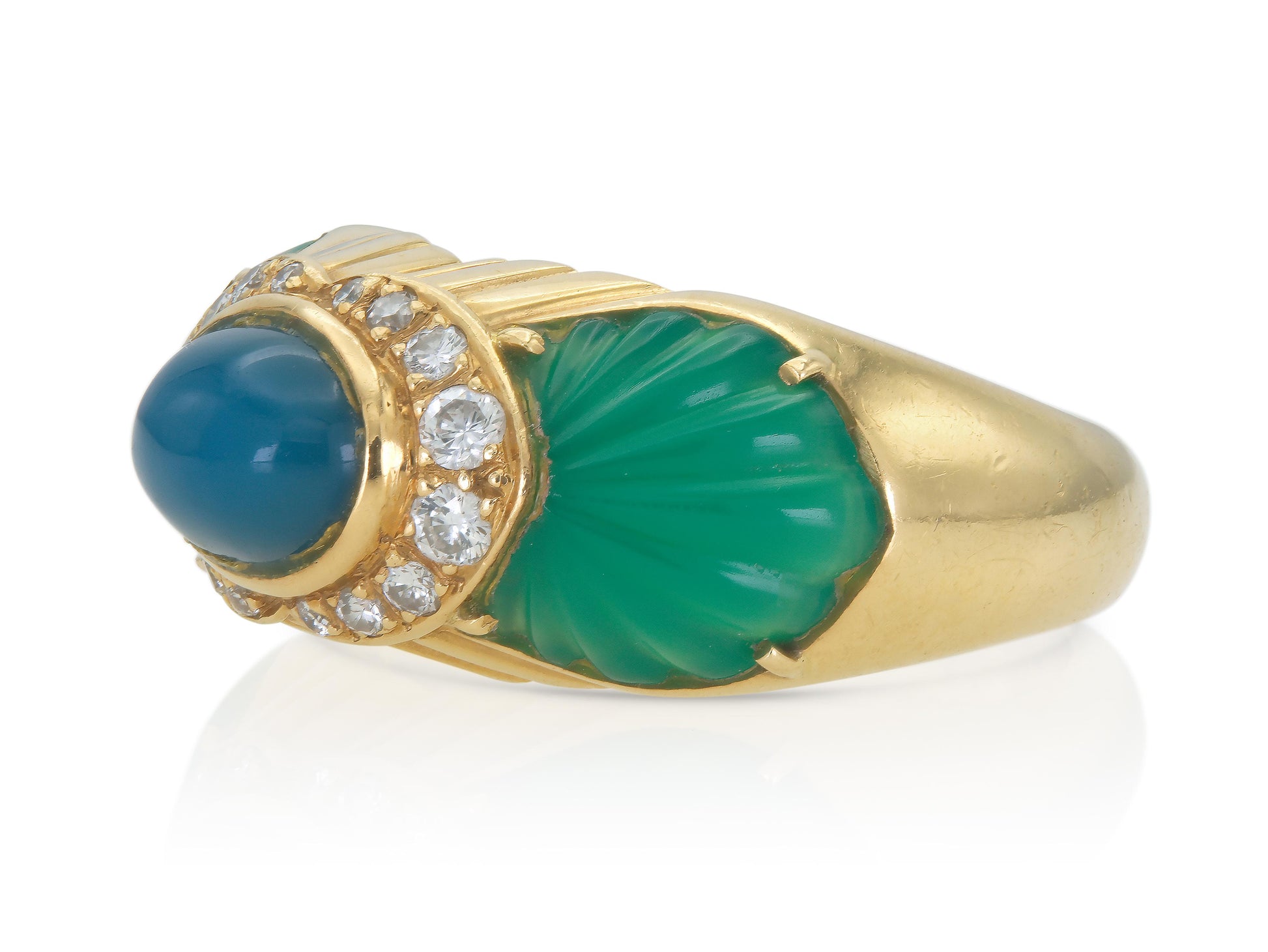 Vintage 1990s Cartier Chalcedony & Chrysoprase Ring