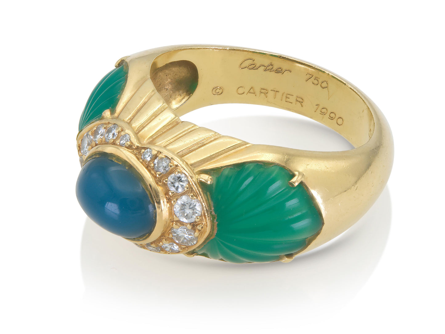 Vintage 1990s Cartier Chalcedony & Chrysoprase Ring