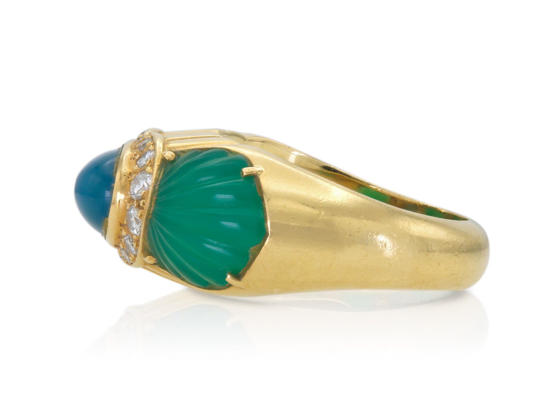Vintage 1990s Cartier Chalcedony & Chrysoprase Ring