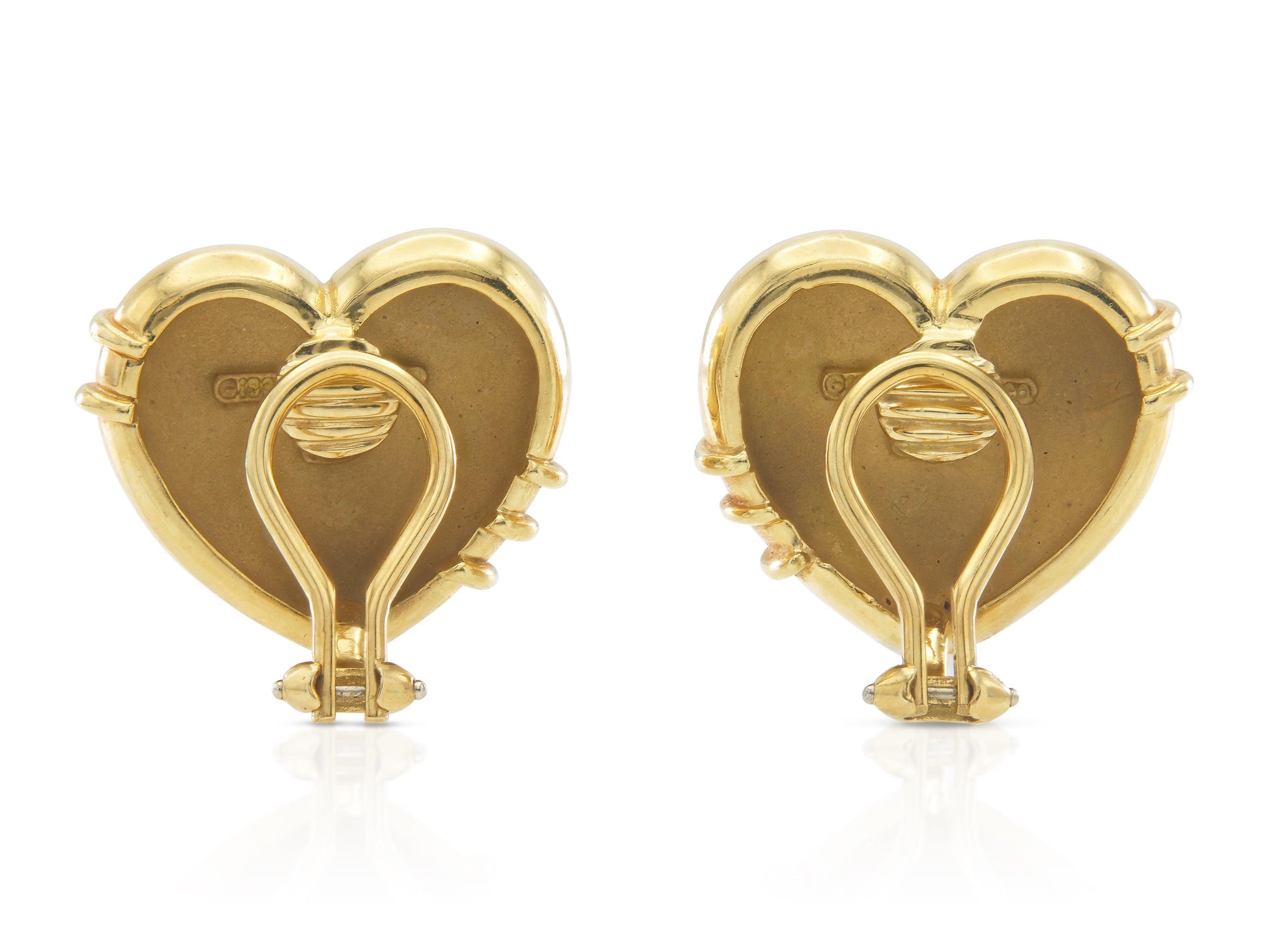 Vintage 1990s Tiffany & Co. Cupid’s Arrow Heart earrings back view with clip-back fastening.
