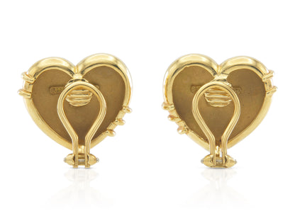 Vintage 1990s Tiffany & Co. Cupid’s Arrow Heart earrings back view with clip-back fastening.