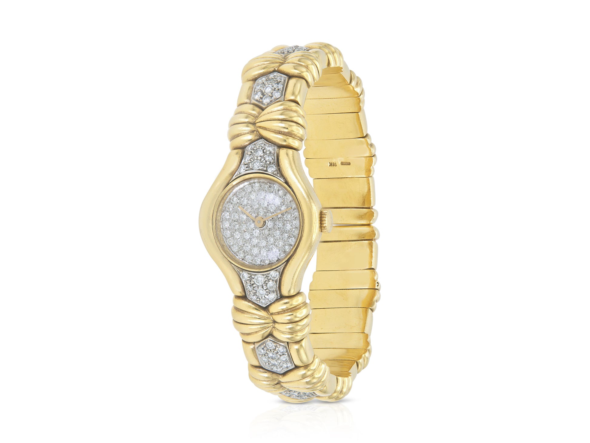 Vintage 1960s Gold and Diamond Watch Cuff