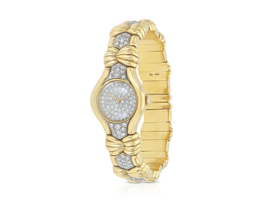 Vintage 1960s Gold and Diamond Watch Cuff