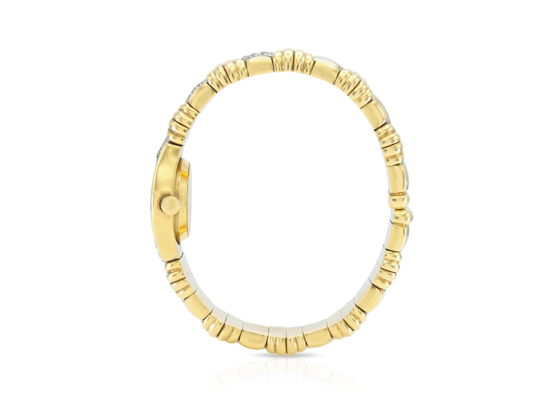 Vintage 1960s Gold and Diamond Watch Cuff