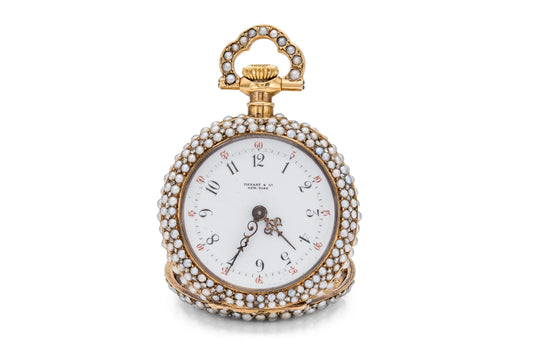 Antique Edwardian 1910s Tiffany & Co. Pocket Watch with Pearls