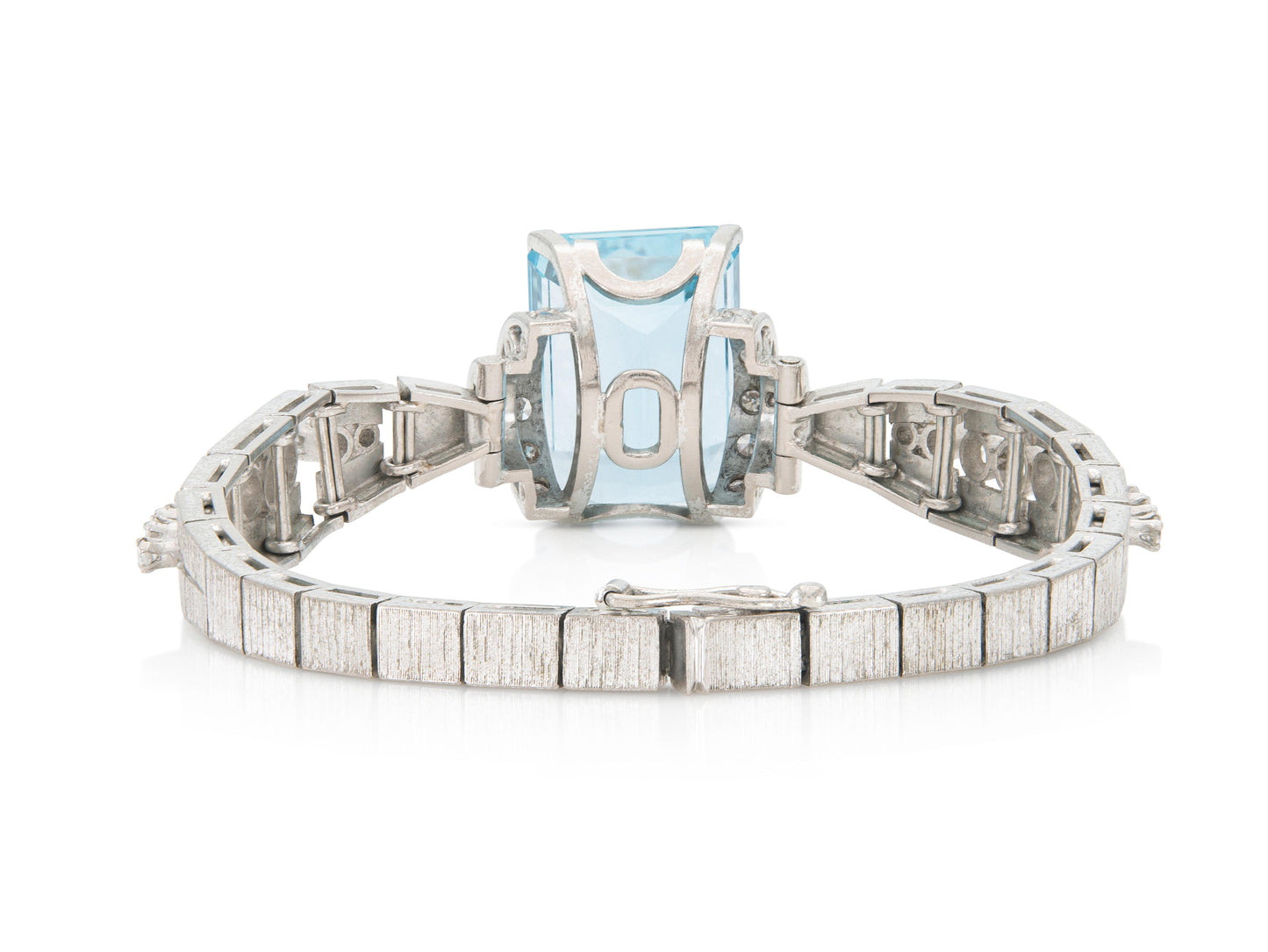 Vintage 1940s Retro 30.00 Carat Aquamarine Bracelet with Diamonds