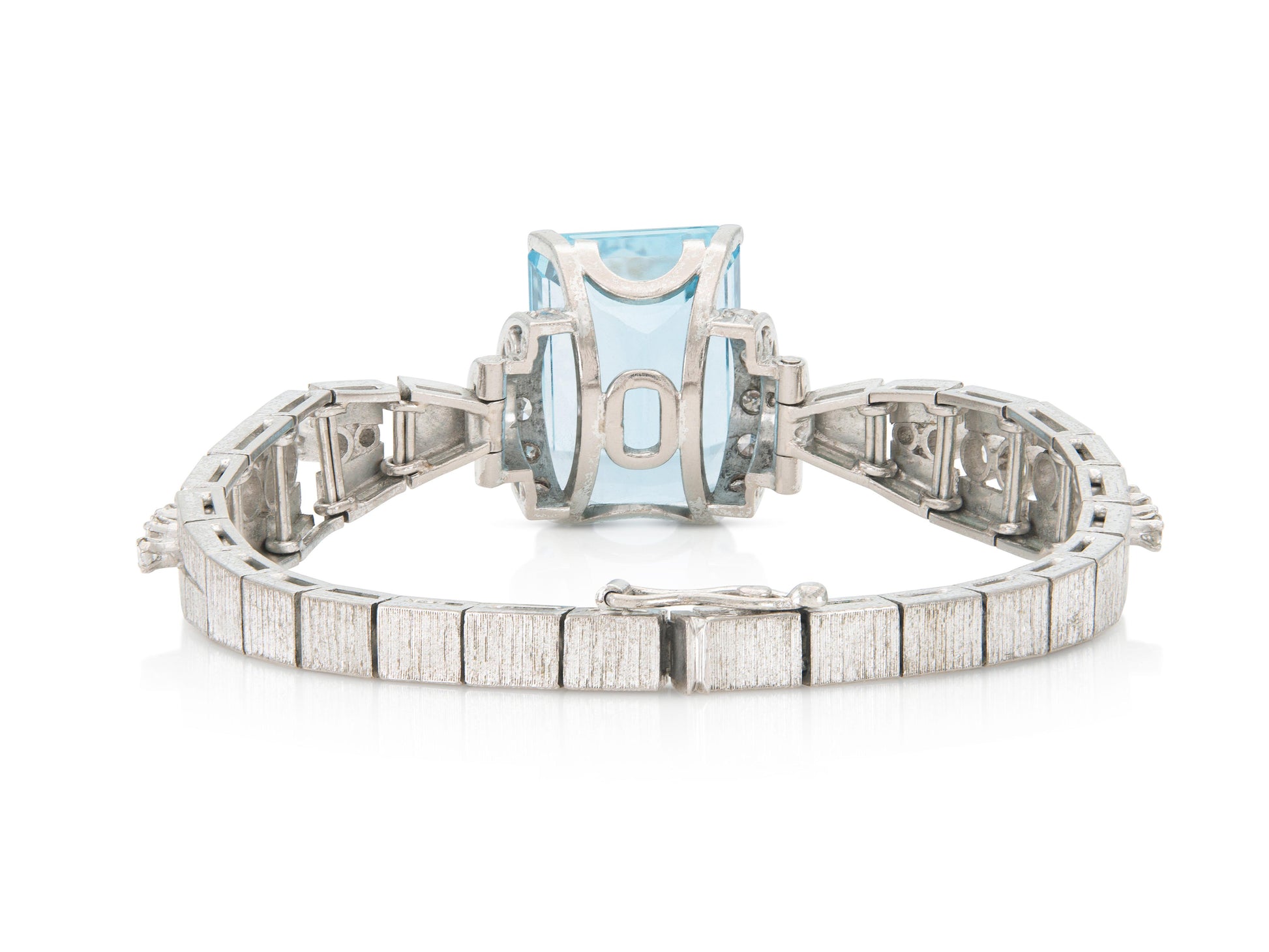 Vintage 1940s Retro 30.00 Carat Aquamarine Bracelet with Diamonds