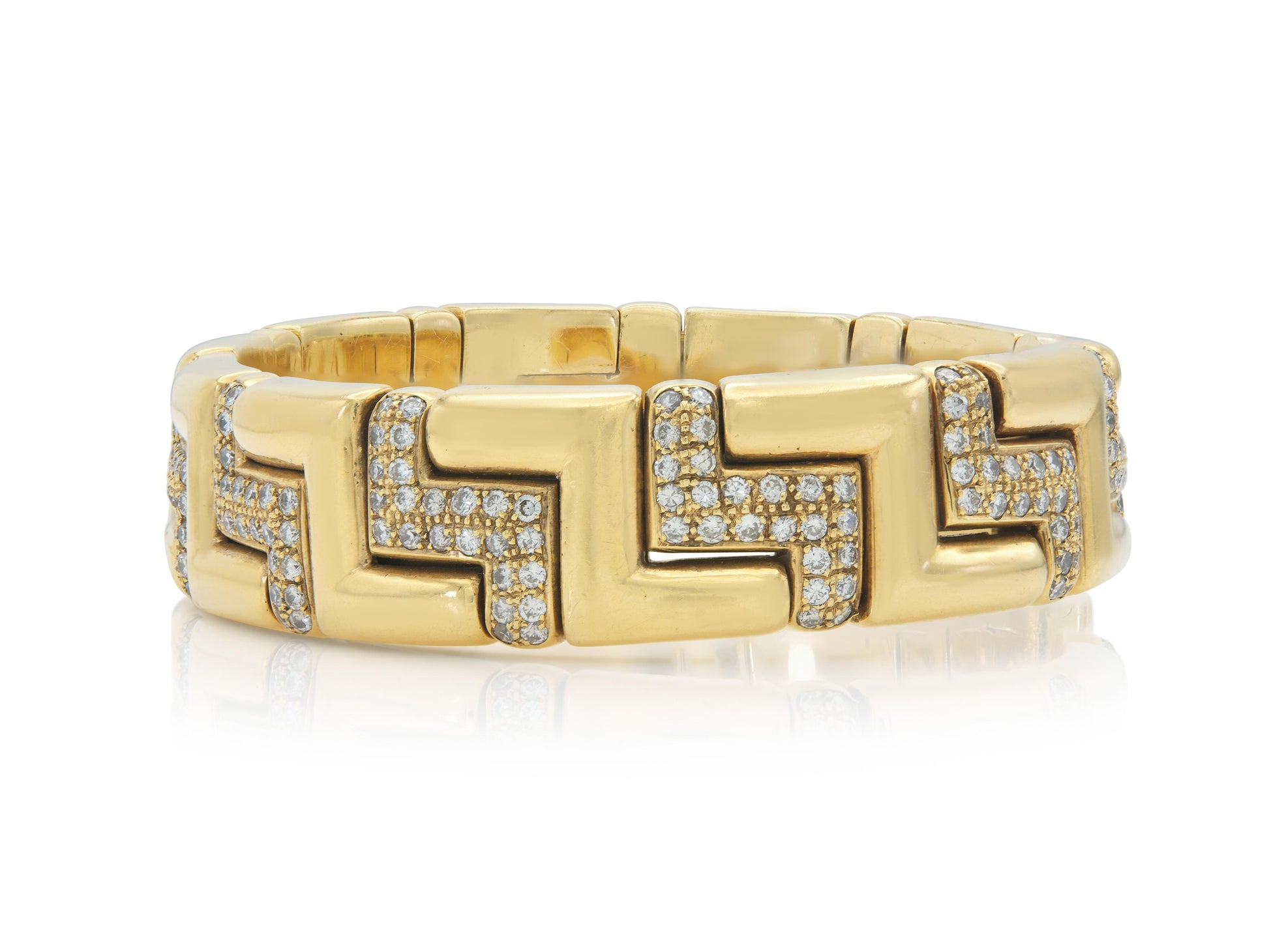 Vintage 1980s Zig Zag Cuff Bracelet with Diamonds