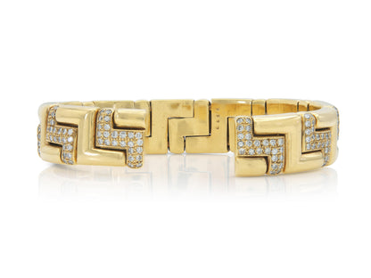 Vintage 1980s Zig Zag Cuff Bracelet with Diamonds