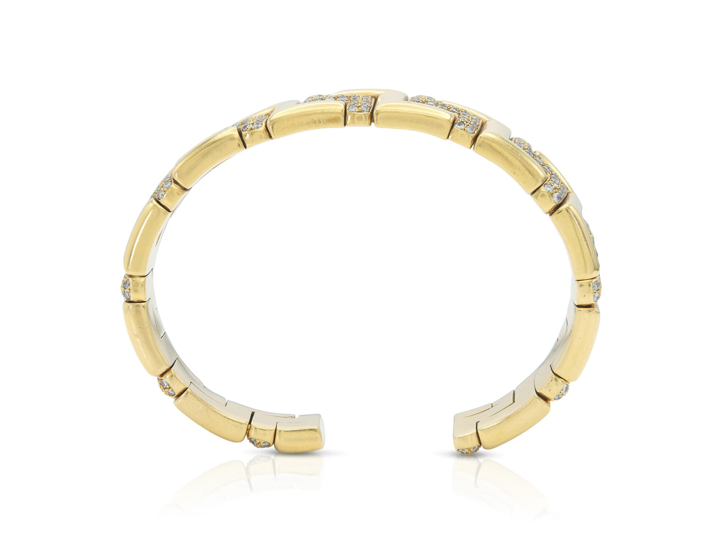 Vintage 1980s Zig Zag Cuff Bracelet with Diamonds