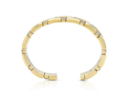 Vintage 1980s Zig Zag Cuff Bracelet with Diamonds
