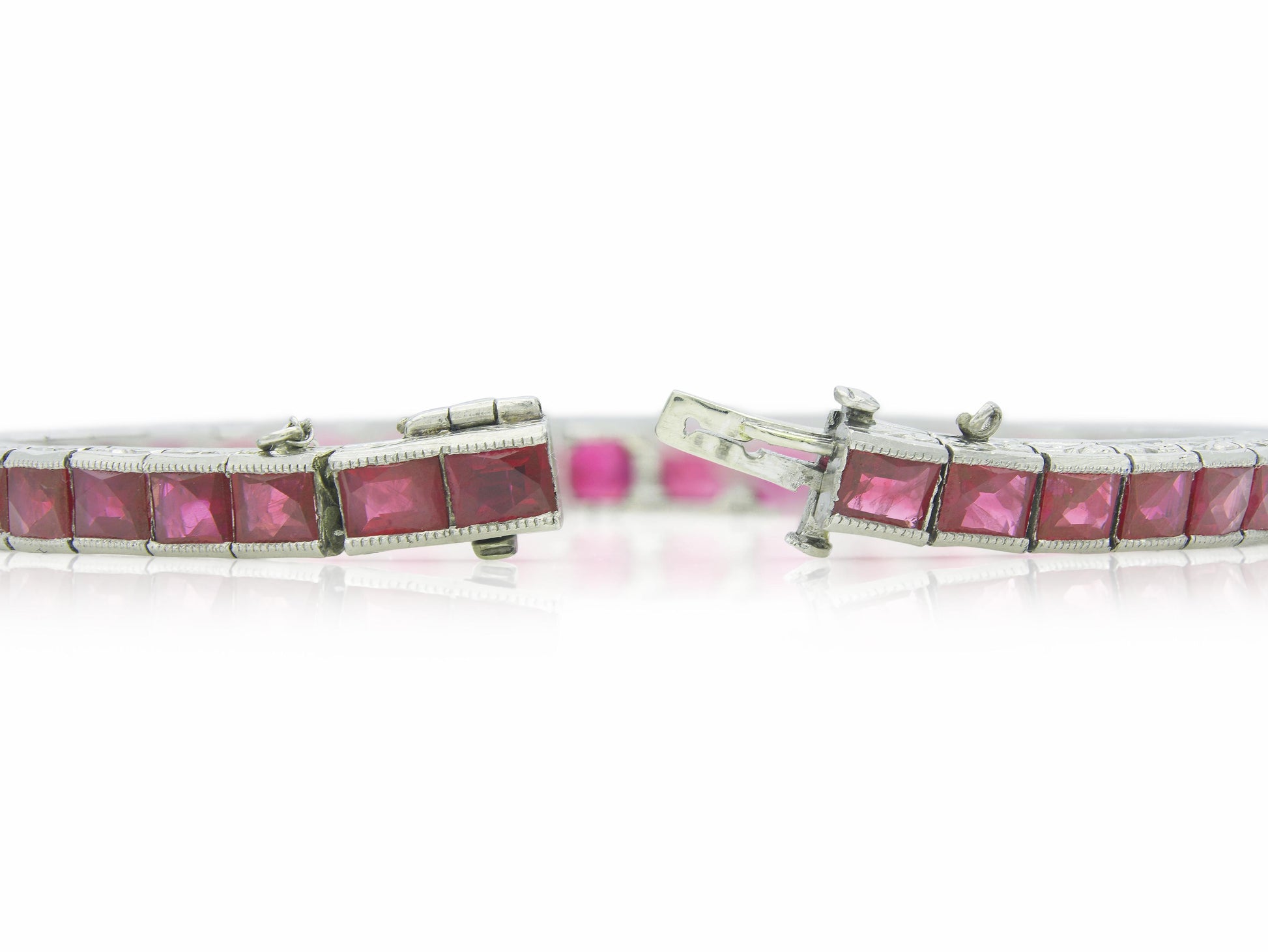 13.00 Carat French Cut Ruby Line Bracelet
