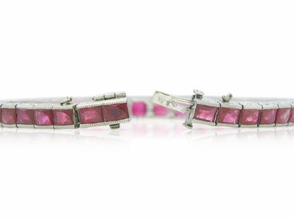 13.00 Carat French Cut Ruby Line Bracelet