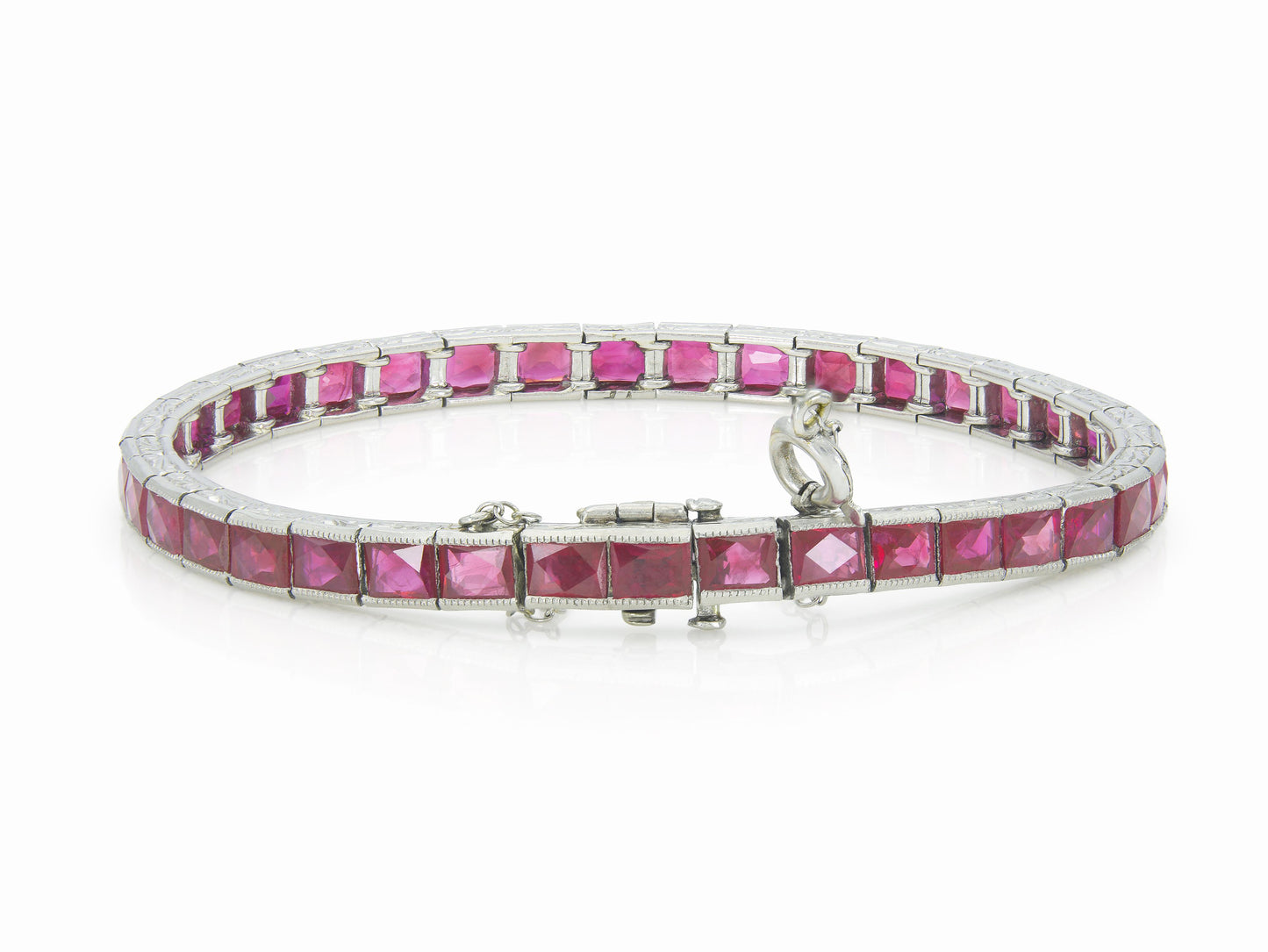 13.00 Carat French Cut Ruby Line Bracelet