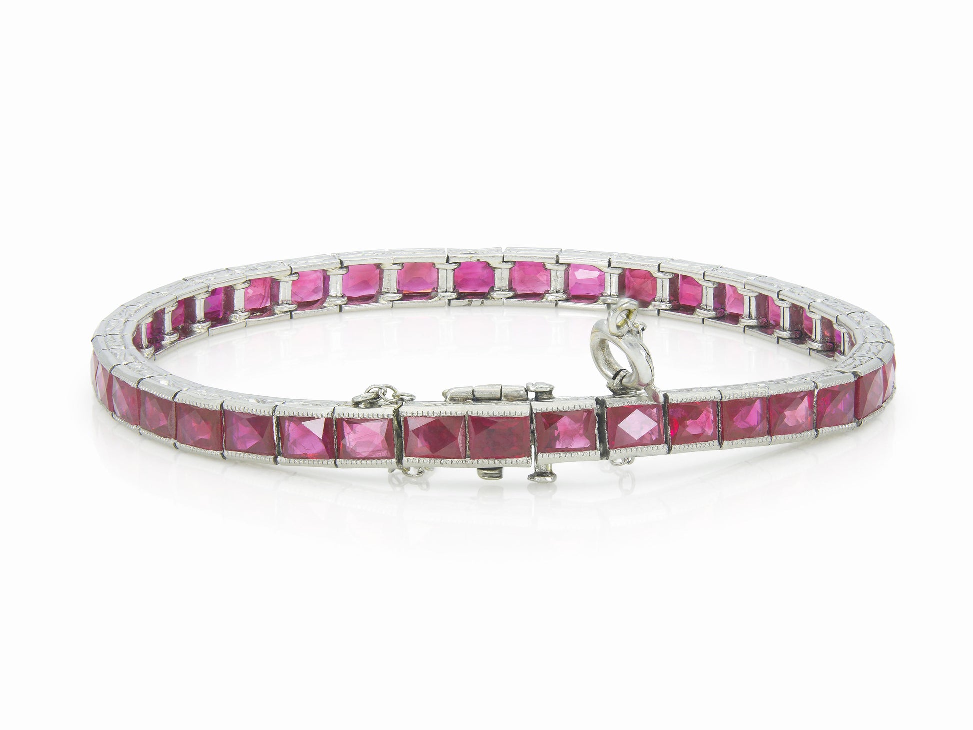 13.00 Carat French Cut Ruby Line Bracelet