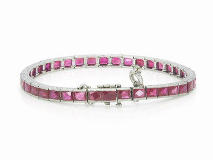 13.00 Carat French Cut Ruby Line Bracelet