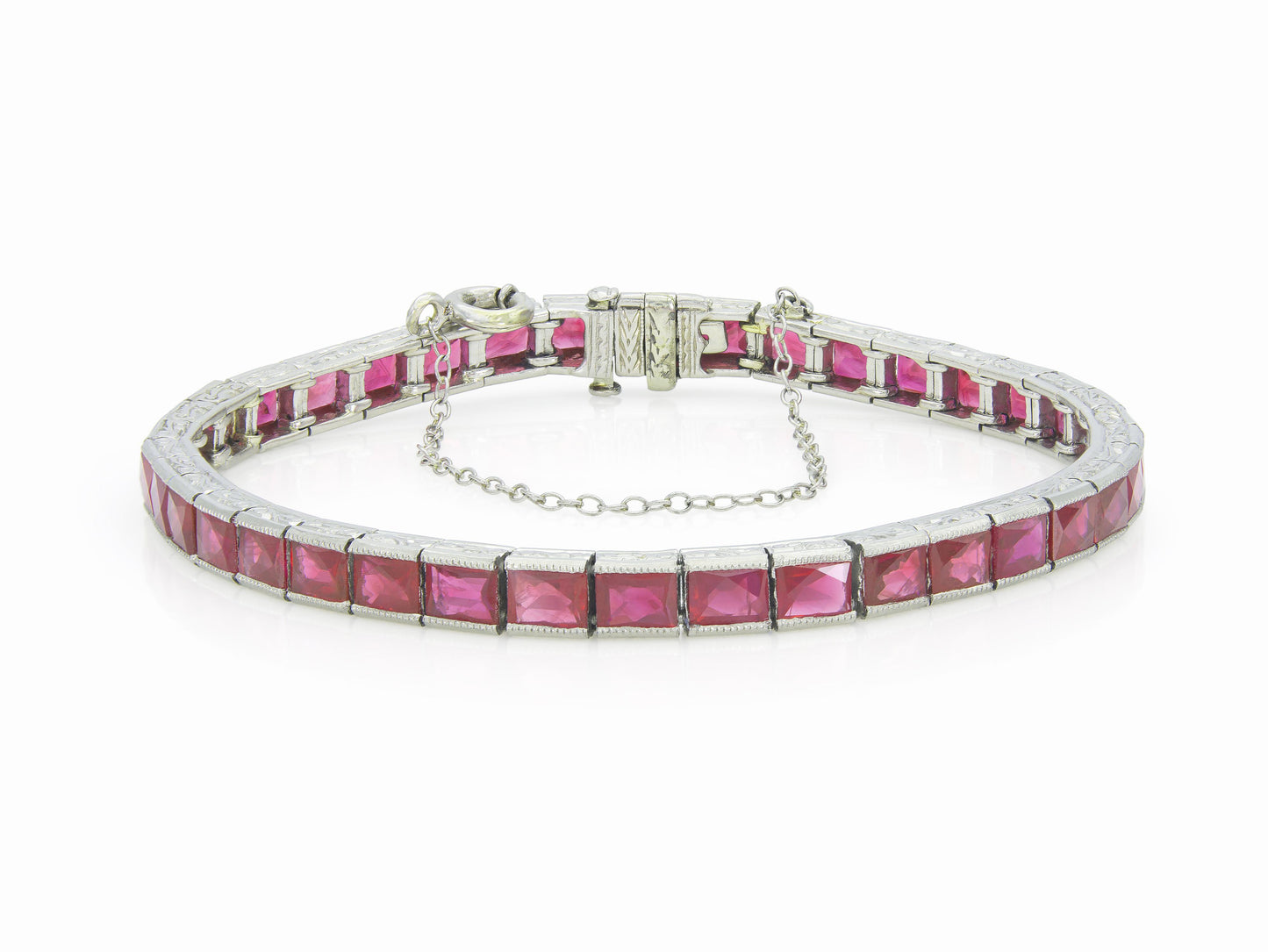 13.00 Carat French Cut Ruby Line Bracelet