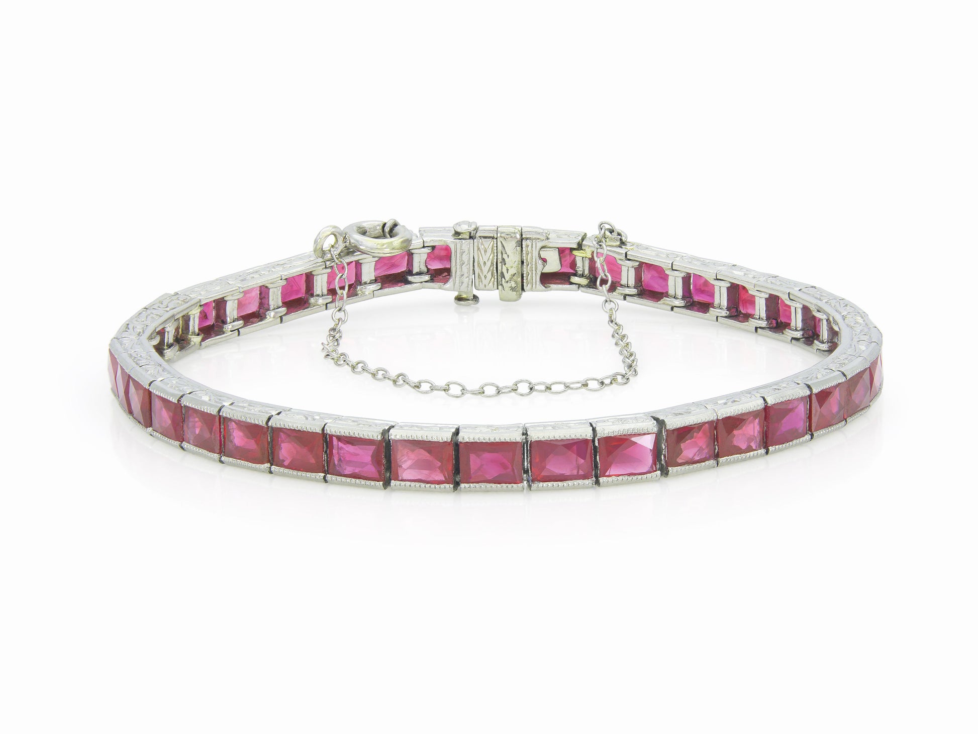 13.00 Carat French Cut Ruby Line Bracelet