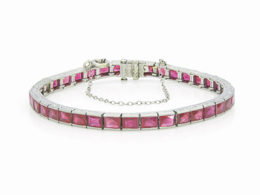 13.00 Carat French Cut Ruby Line Bracelet