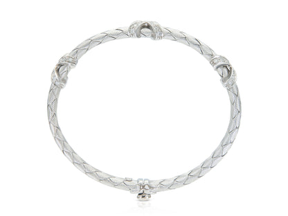 White Gold Weave Flexible Bangle with Diamond Xs