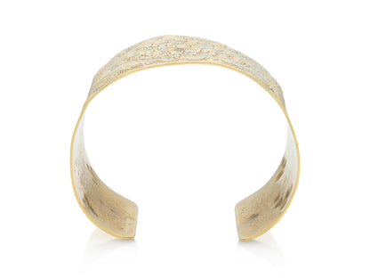 Vintage 1960s Gold Floral Engraved Wide Cuff Bracelet